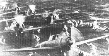 Cazas A6M disponiendose a despegar rumbo a Pearl Harbor