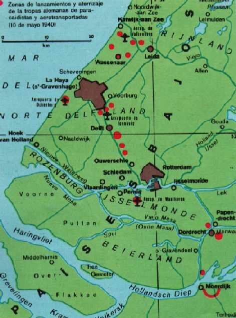 Sitios de lanzamiento de paracaidistas sobre Holanda