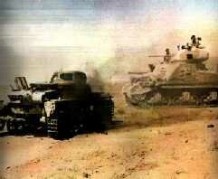 Tanque aleman destruido (al frente) detras Matilda ingles